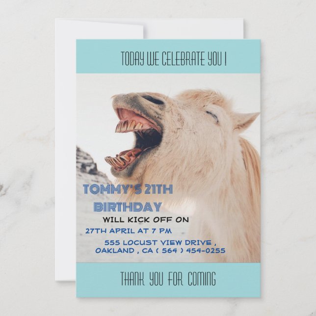 Invitación "¡Abierto para sorpresas de cumpleaños!" (Anverso)