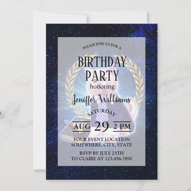 Invitación Abogado de un gato en el espacio (Anverso)