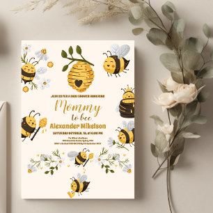 Invitación Aborde de Miel Abeja Amarilla Floral Vegetación Ba