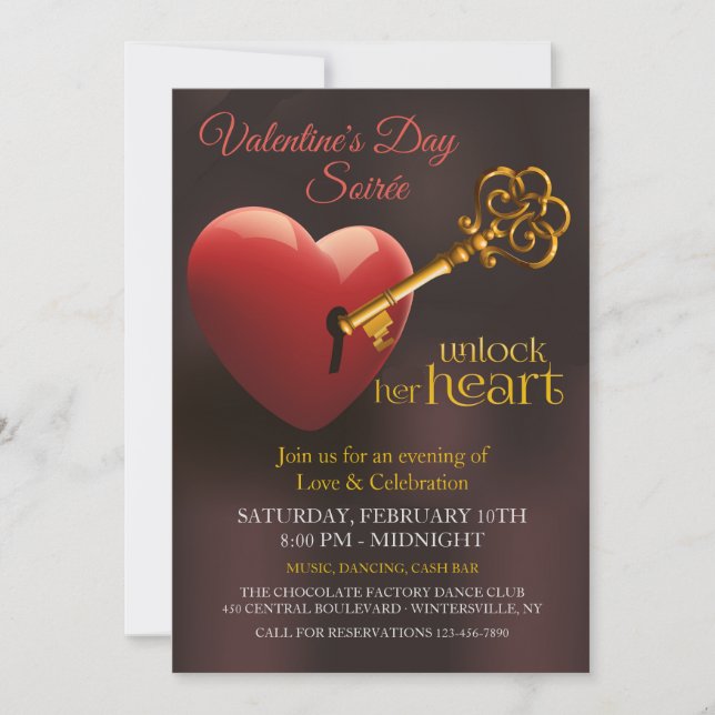 Invitación Abra a su fiesta del el día de San Valentín del (Anverso)