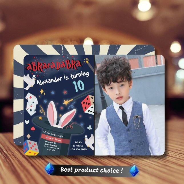 Invitación Abracadabra Cumpleaños Fiesta mágico foto mago (Subido por el creador)