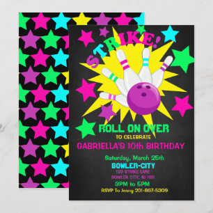 Invitación Abran... Fiesta de cumpleaños de la bolera de la H