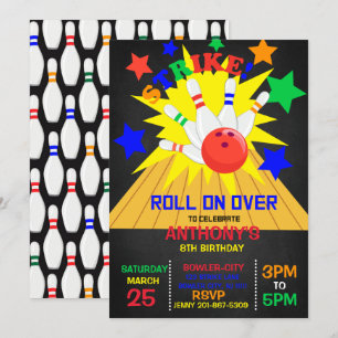 Invitación Abran... Fiesta de cumpleaños de la bolera de la H