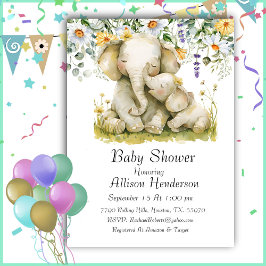 Invitación Abrazando A Mamá Y Baby Elephant Baby Shower