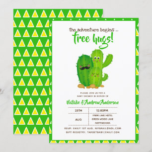 Invitación Abrazos gratis Familia Cacti Verde Amarillo modern