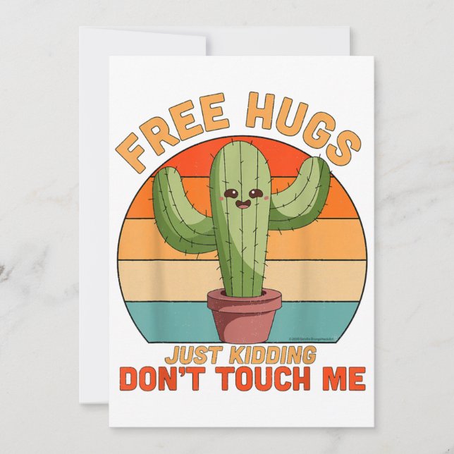 Invitación Abrazos gratis, solo abrazos, no me toques a Cactu (Anverso)