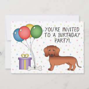 Invitación Abrigo suave rojo perro de dibujos animados Dachsh