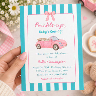 Invitación Abróchense los cinturones, está llegando un bebé.