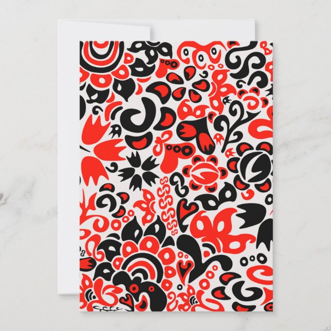 Invitación Abrupción del patrón floral del arte folklórico ét (Anverso)