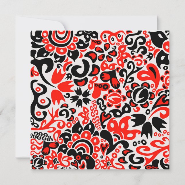 Invitación Abrupción del patrón floral del arte folklórico ét (Anverso)