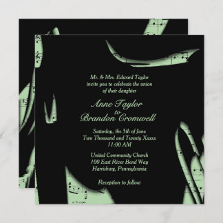 Invitación Abstract Black and Green Music Wedding Invitation