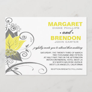 Invitación Abstract Floral   carbón vegetal amarillo