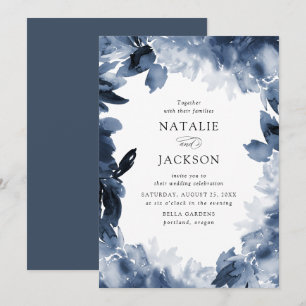 Invitación Abstract Indigo Floral   Boda