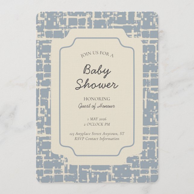 Invitación Abstract Shape Geometric Gender Neutral Blue Beige (Anverso)