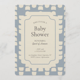 Invitación Abstract Shape Geometric Gender Neutral Blue Beige