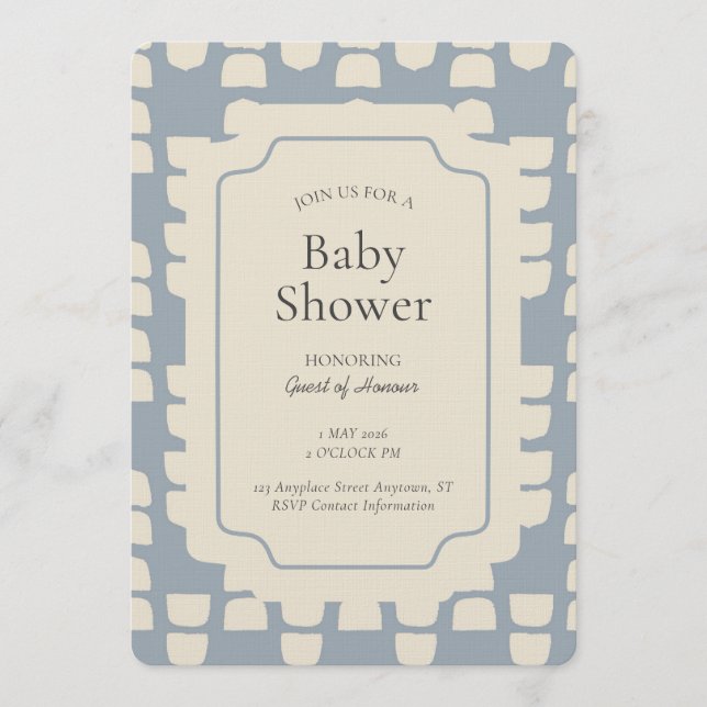 Invitación Abstract Shape Geometric Gender Neutral Blue Beige (Anverso)