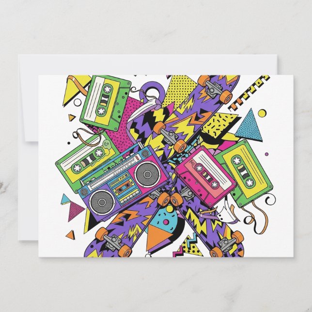 Invitación Abstract Urban Vibes with Retro Colors (Anverso)