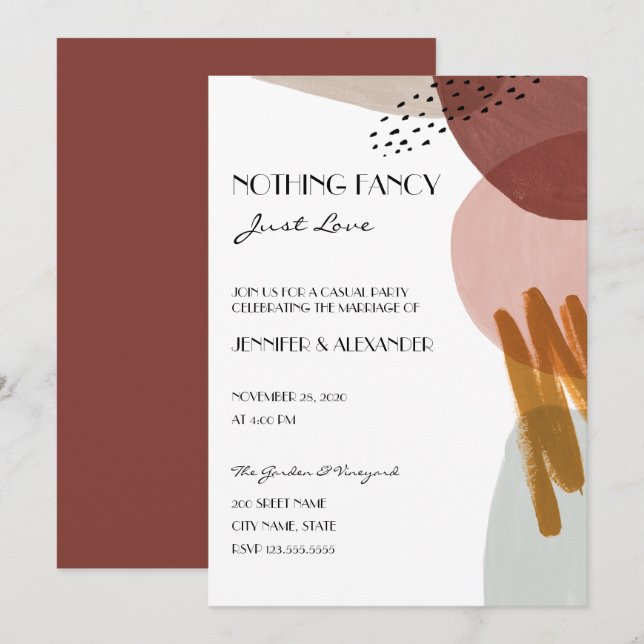 Invitación Abstract Watercolor Wedding Reception (Anverso / Reverso)