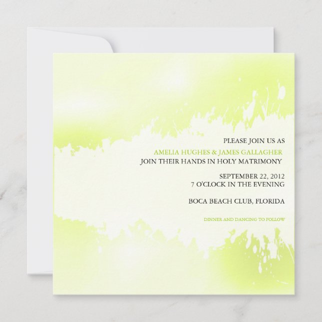 Invitación abstracta a la boda de Lime Green (Anverso)