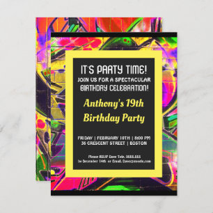 Invitación abstracta del cumpleaños de las letras