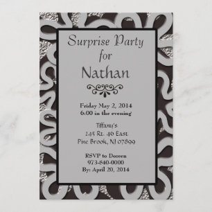 Invitación abstracta negra y gris del fiesta de