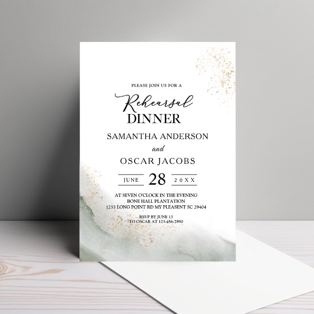 Invitación Abstracto Acuarela Green Bruskes & Gold (Subido por el creador)