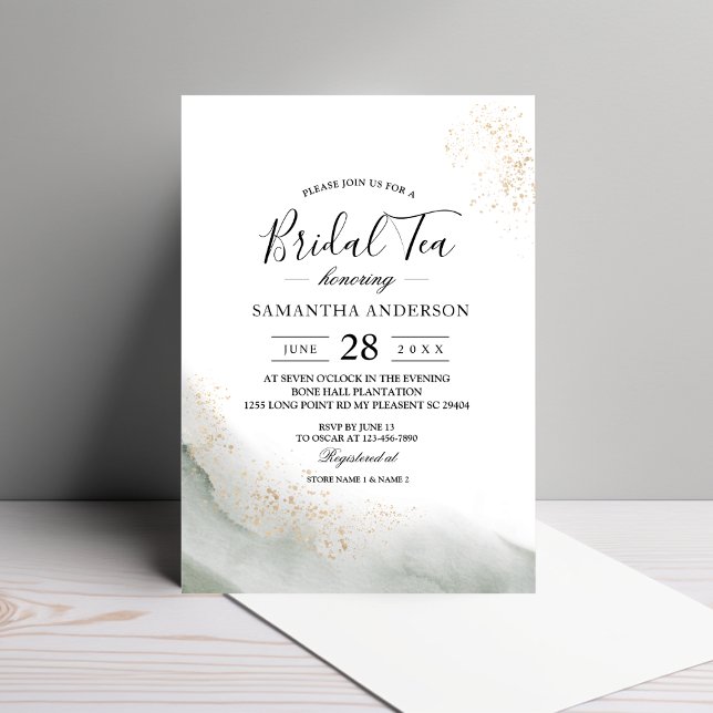 Invitación Abstracto Acuarela Green Bruskes & Gold (Subido por el creador)