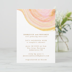 Invitación Abstracto Acuarela Pizarra Parejas De Bañera Rosa