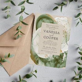 Invitación Abstracto Acuarela Sage Green Test Dinner