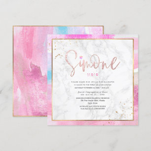 Invitación Abstracto Agua Waves Marble Bat Mitzvah
