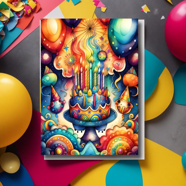 Invitación Abstracto de acuarela Diseño de cumpleaños (Subido por el creador)
