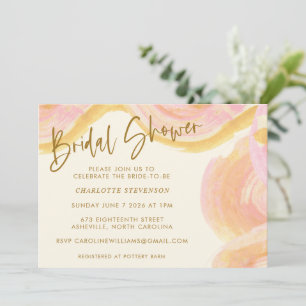 Invitación Abstracto Paint Swirl Pink Bridal Shower