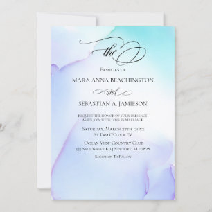 Invitación *~* Abstrato suave color de agua Lavanda Boda de l