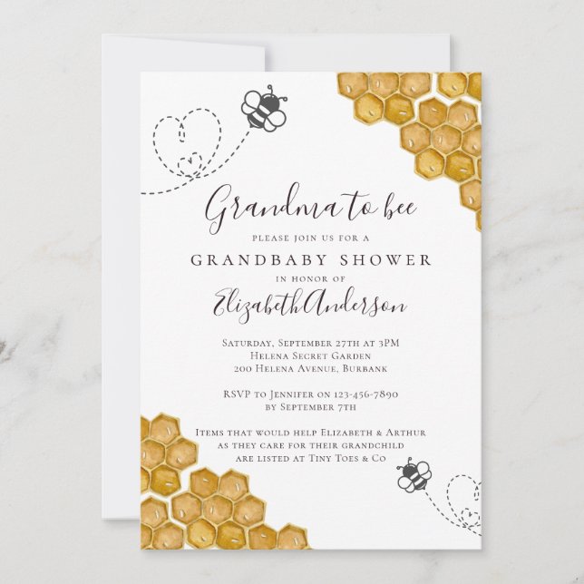 Invitación Abuela a ser Baby Shower (Anverso)