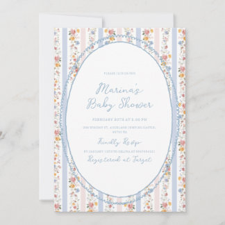 Invitación Abuela baby shower, Toile de Jouy baby shower