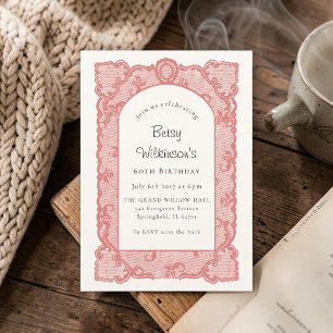 Invitación Abuela chic Arco de encaje Rosa polvoriento Cumple