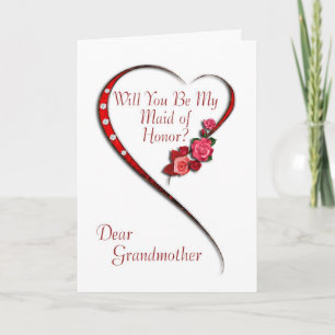 Invitación Abuela, corazón de Swirling, empleada de honor.
