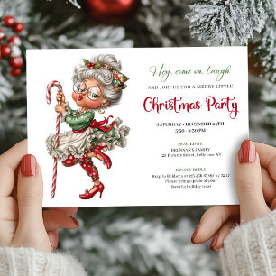 Invitación Abuela divertida elegante caricatura Navidad Humor
