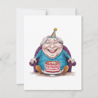 Invitación Abuela Divertida Tarta Enorme y Regalo en Efectivo