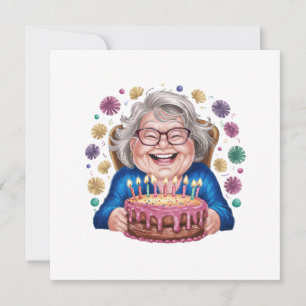 Invitación Abuela gafas felices gráfico de cumpleaños