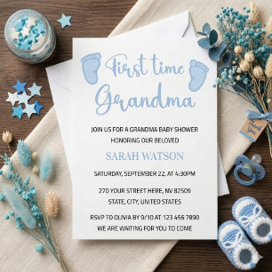 Invitación Abuela por Primera Vez Pies de Bebe Niño Celebraci