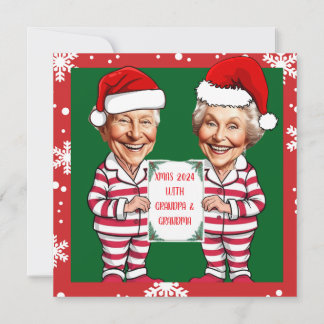 Invitación Abuela verde y roja y navidad de abuelo