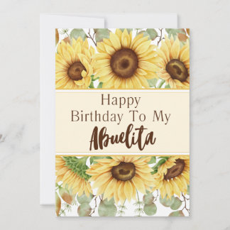 Invitación Abuelita Birthday Yellow Sunflowers Birthday Card