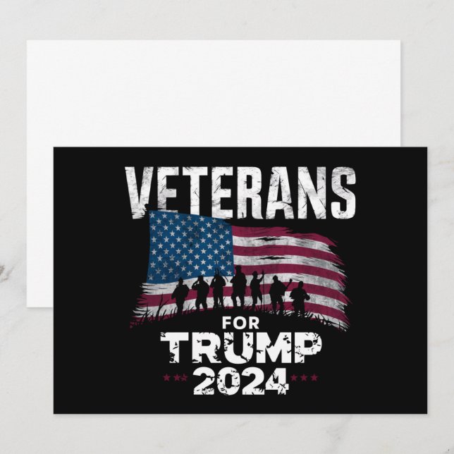Invitación Abuelo Papá Veteranos Por Trump 2024 Bandera Ameri (Anverso / Reverso)