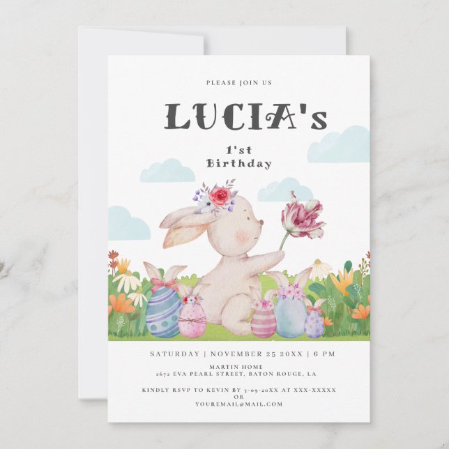 Invitación Abundancia azul dulce de luz nublada de Pascua Nac (Anverso)