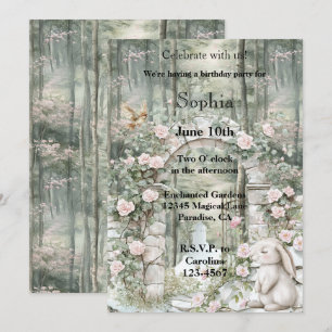 Invitación Abundancia de jardín floral rosado encantado
