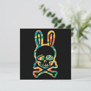 Invitación Abundancia de Pascua Retro Tie Dye Bunny Skull Cro