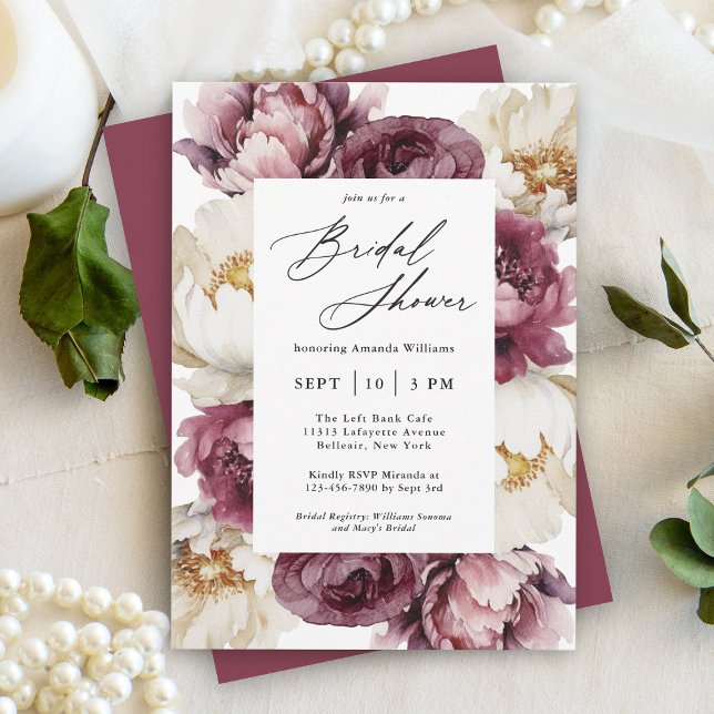 Invitación Abundancia floral rústica Ducha nupcial femenina (A beautifully feminine rustic botanical bridal shower invitation to personalize for your event.)