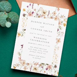 Invitación Abundancia formal Boda de Flor salvaje seca Pampas