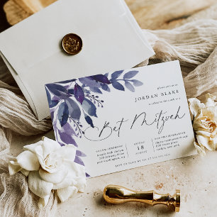 Invitación Abundant Foliage Violet Botanet Bat Mitzvah